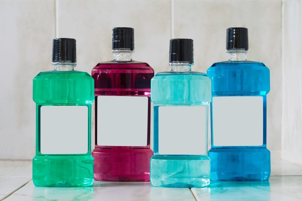 different colors of mouthwashes
